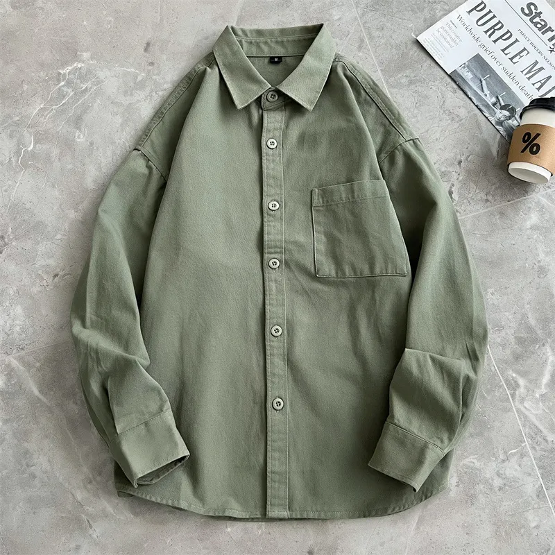 Men's Long Sleeve Cotton T-Shirt Japanese Cityboy Style | American Casual Stacked Inner Shirt | Soft Breathable Spring Autumn Top thumbnail 9