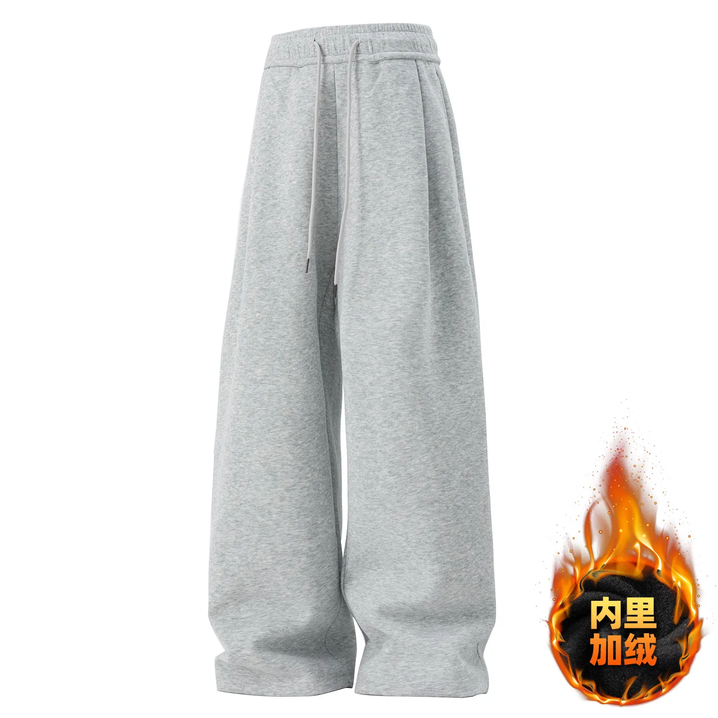 Men's Heavy Texture Pleated Casual Pants - Autumn 2025 New Straight Loose Fit Long Trousers - Trendy Brand Silhouette Sports Sweatpants thumbnail 7