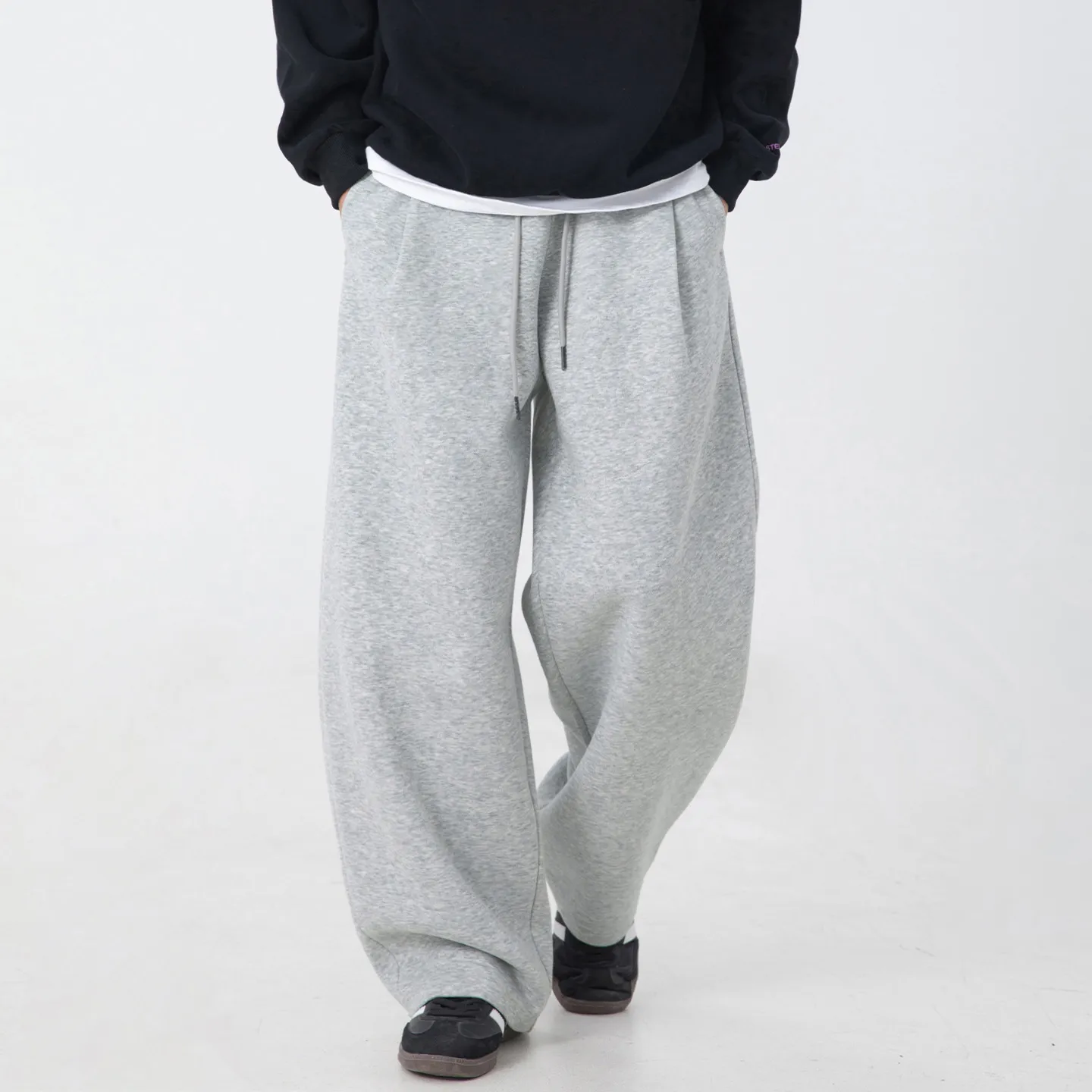 Men's Heavy Texture Pleated Casual Pants - Autumn 2025 New Straight Loose Fit Long Trousers - Trendy Brand Silhouette Sports Sweatpants thumbnail 1
