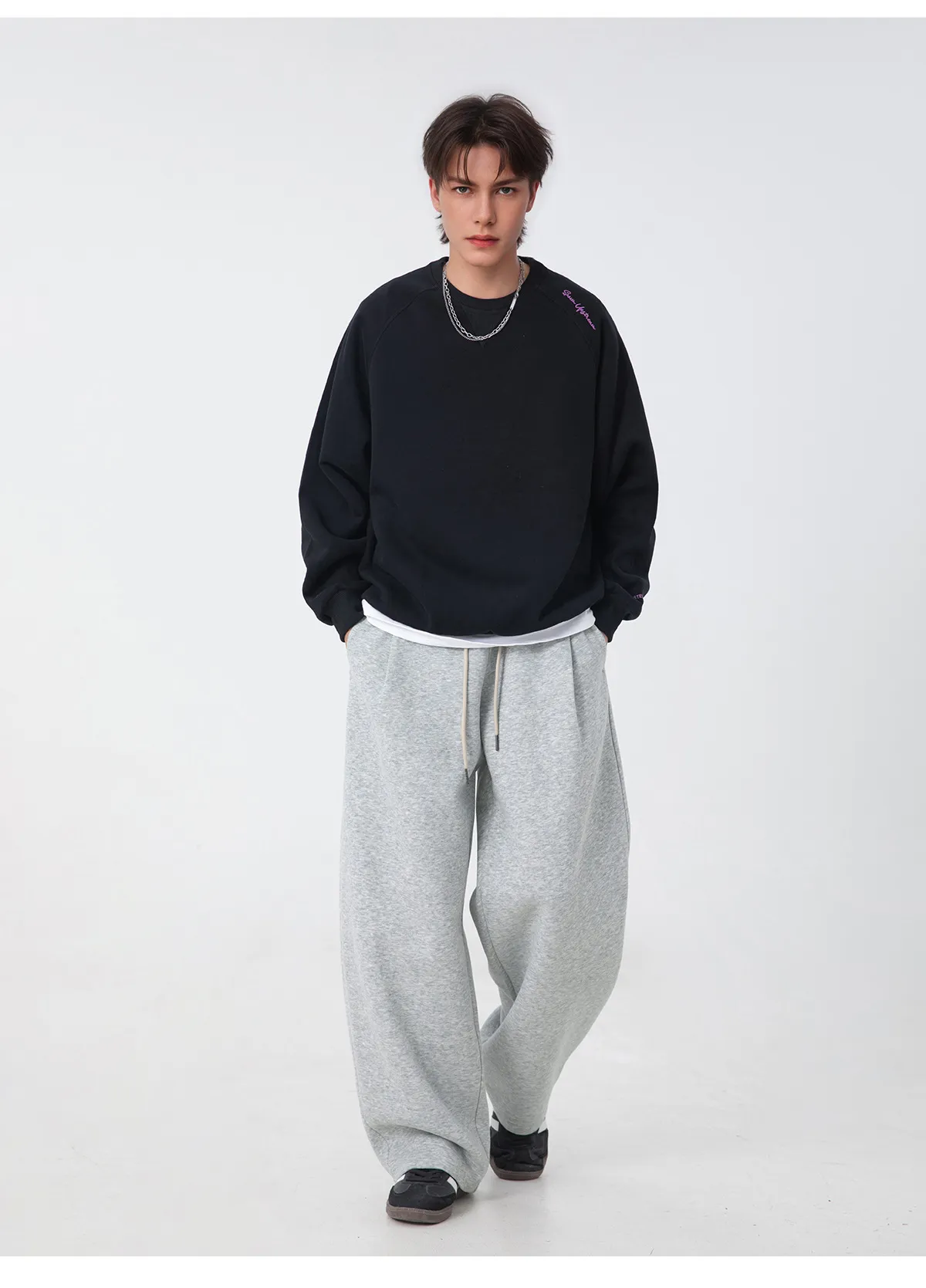 Men's Heavy Texture Pleated Casual Pants - Autumn 2025 New Straight Loose Fit Long Trousers - Trendy Brand Silhouette Sports Sweatpants showcase 16