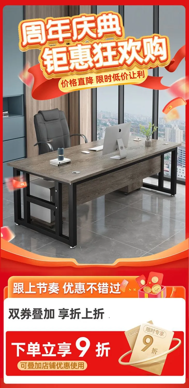 Executive Office Desk for Boss, President, or Manager - Large Wooden Computer Workstation, Writing Table, Study Desk for Home or Office showcase 2