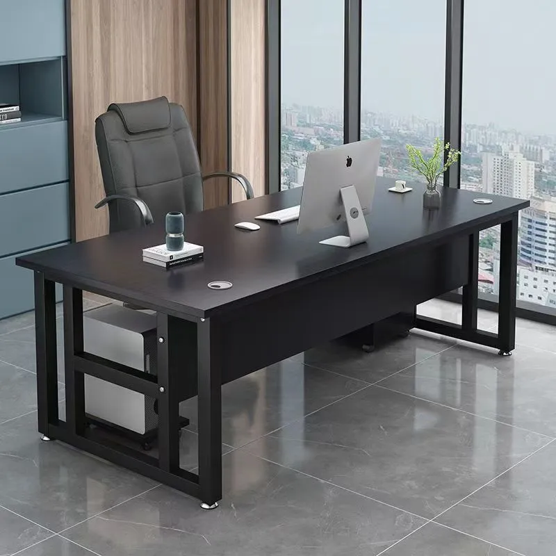 Executive Office Desk for Boss, President, or Manager - Large Wooden Computer Workstation, Writing Table, Study Desk for Home or Office