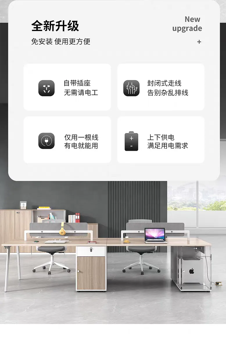Office Desk and Chair Set - Modern Workstation Computer Desk with Privacy Screen - Cubicle Style for Staff and Home Office showcase 3