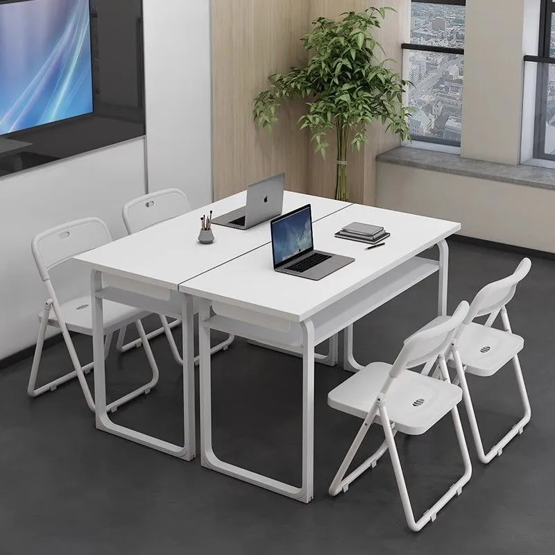 Training Table and Chair Set for Educational Institutions - Classroom Double Desks and Chairs - Splicable Conference Room Long Desks - Simple and Modern Design