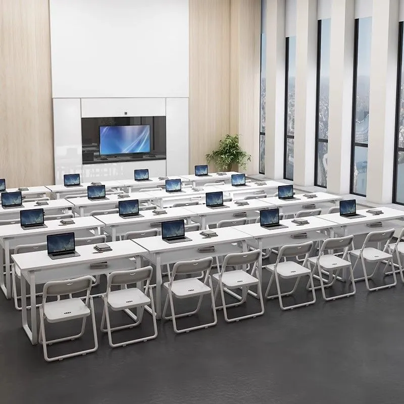 Training Table and Chair Set for Educational Institutions - Classroom Double Desks and Chairs - Splicable Conference Room Long Desks - Simple and Modern Design thumbnail 2