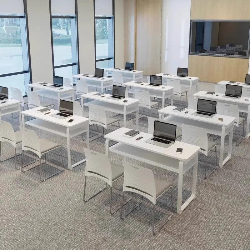 Training Table and Chair Set for Educational Institutions - Classroom Double Desks and Chairs - Splicable Conference Room Long Desks - Simple and Modern Design thumbnail 4