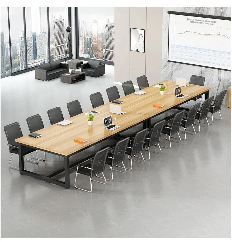 Large Conference Table Rectangular Office Furniture Meeting Room Desk Table and Chair Set Long Workbench for Business Meetings and Presentations showcase 15