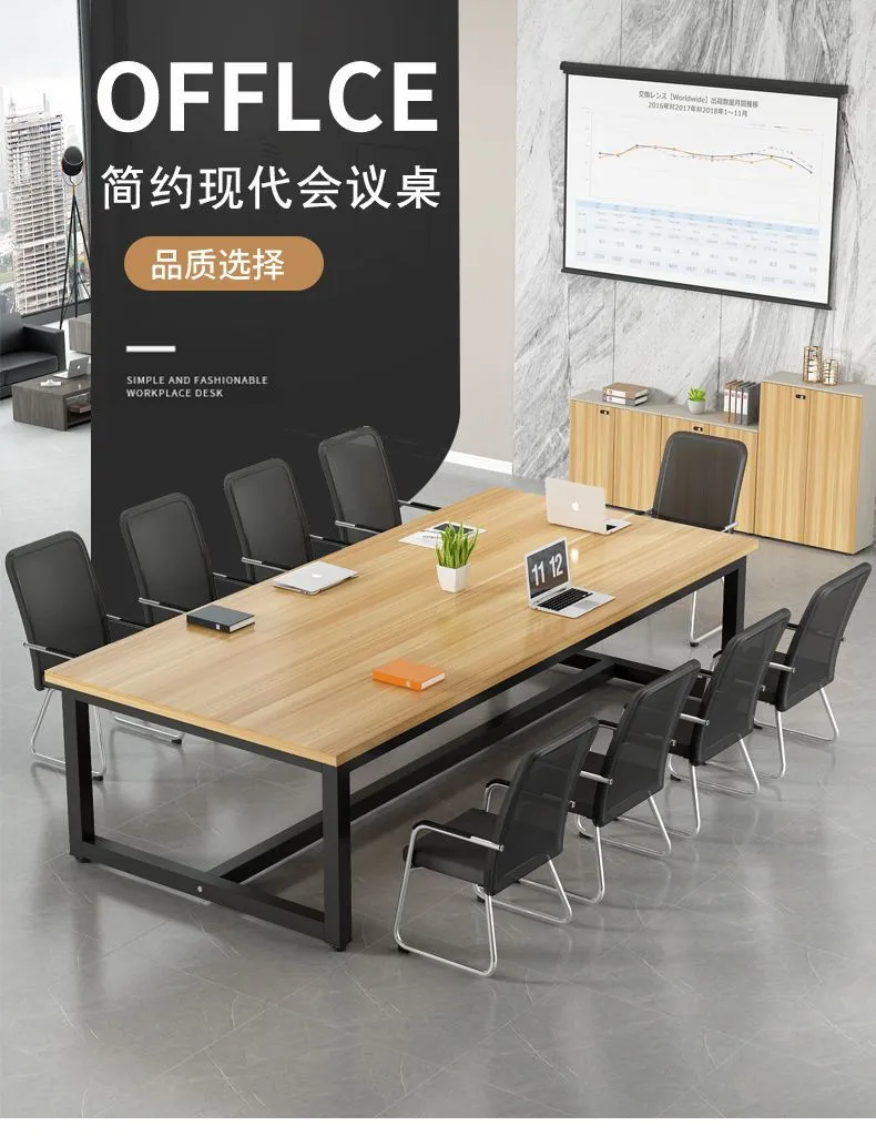 Large Conference Table Rectangular Office Furniture Meeting Room Desk Table and Chair Set Long Workbench for Business Meetings and Presentations showcase 2