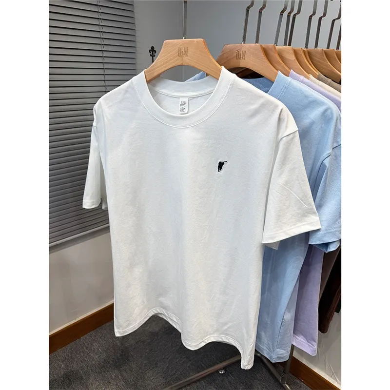 Men's Premium Cotton T-Shirt - Short Sleeve, Loose Fit, Round Neck - Solid Color Summer Top - High-End Casual Style 2025 Collection thumbnail 3