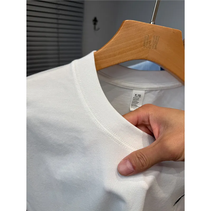 Men's Premium Cotton T-Shirt - Short Sleeve, Loose Fit, Round Neck - Solid Color Summer Top - High-End Casual Style 2025 Collection thumbnail 2