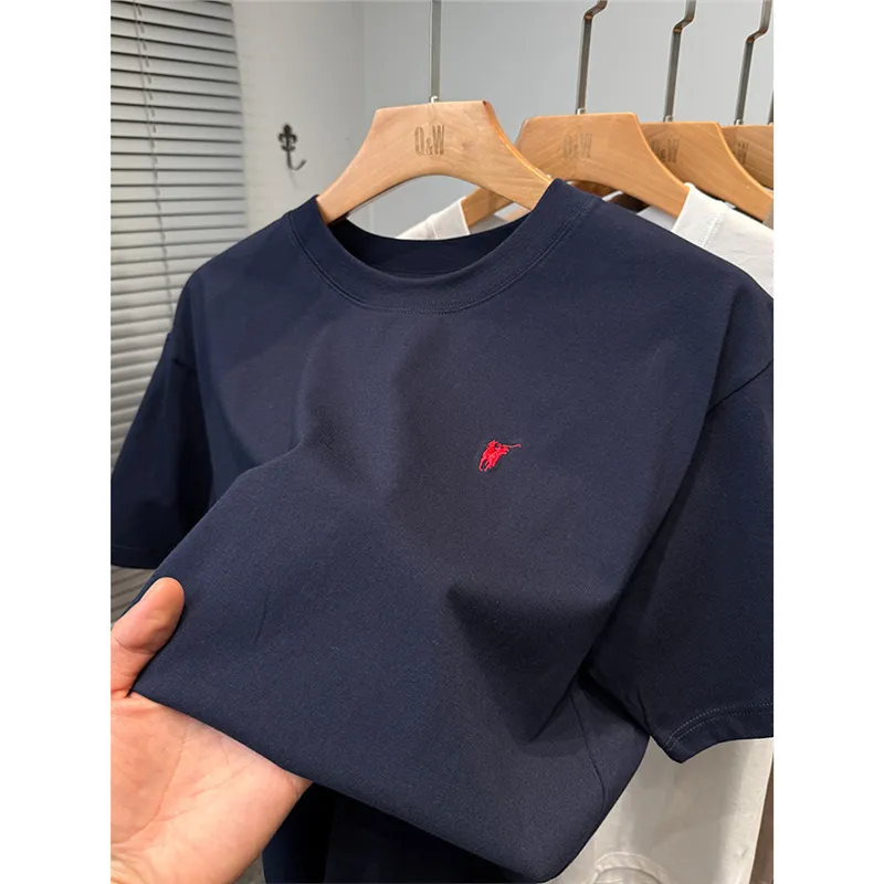 Men's Premium Cotton T-Shirt - Short Sleeve, Loose Fit, Round Neck - Solid Color Summer Top - High-End Casual Style 2025 Collection thumbnail 4