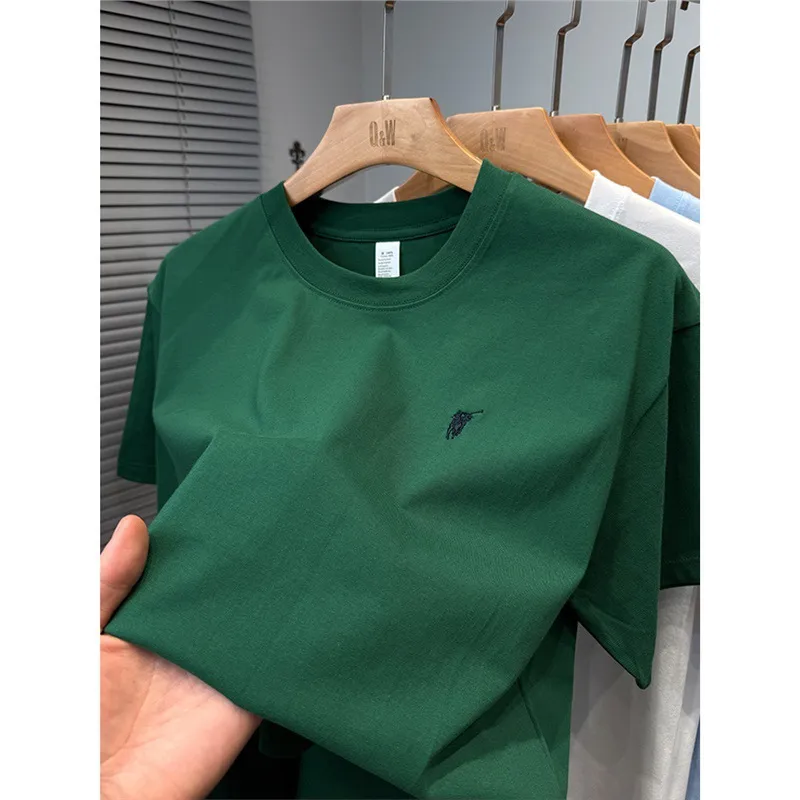 Men's Premium Cotton T-Shirt - Short Sleeve, Loose Fit, Round Neck - Solid Color Summer Top - High-End Casual Style 2025 Collection thumbnail 1