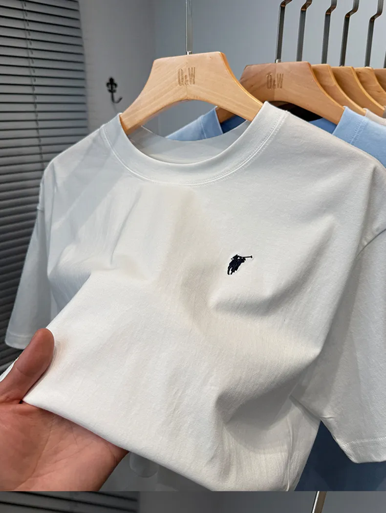 Men's Premium Cotton T-Shirt - Short Sleeve, Loose Fit, Round Neck - Solid Color Summer Top - High-End Casual Style 2025 Collection showcase 15