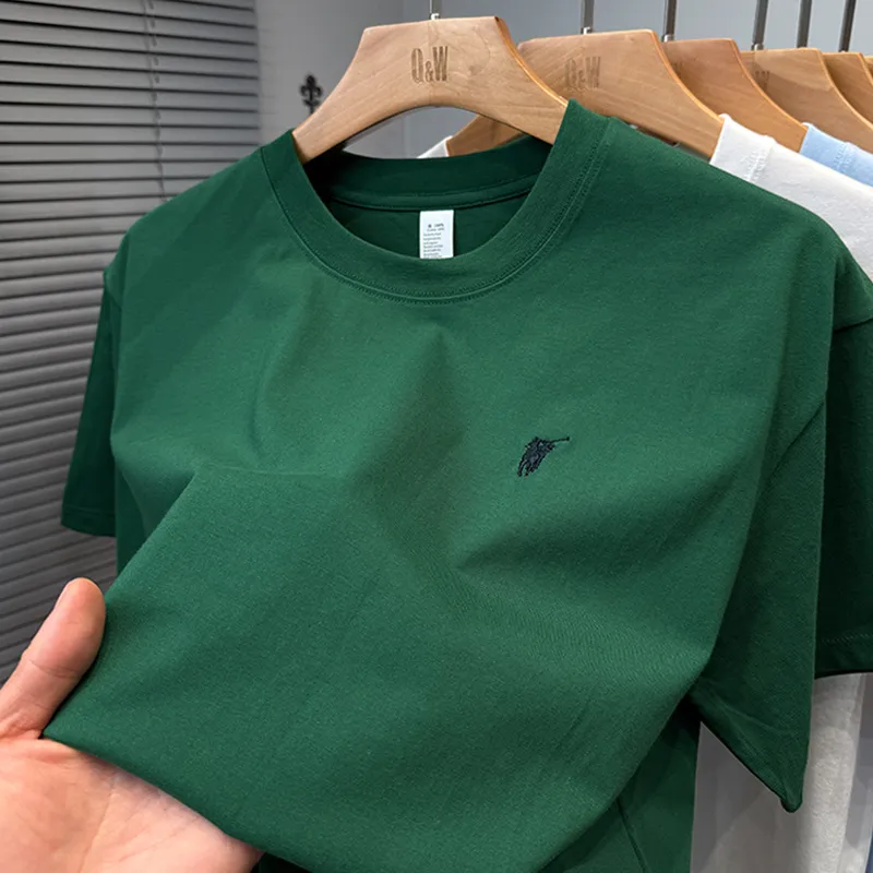 Men's Premium Cotton T-Shirt - Short Sleeve, Loose Fit, Round Neck - Solid Color Summer Top - High-End Casual Style 2025 Collection thumbnail 10