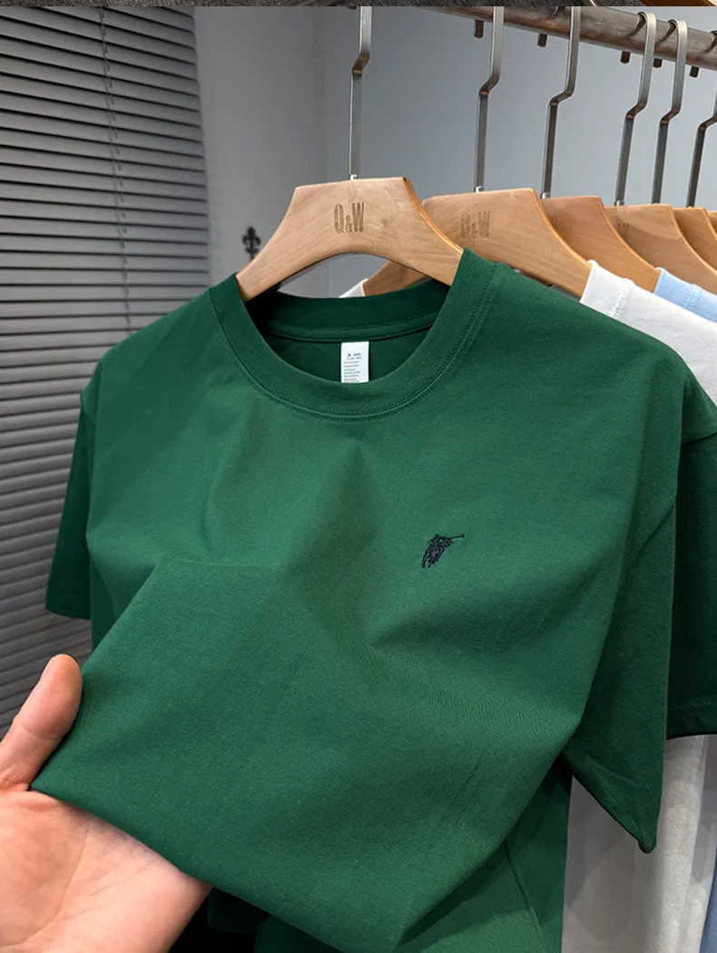 Men's Premium Cotton T-Shirt - Short Sleeve, Loose Fit, Round Neck - Solid Color Summer Top - High-End Casual Style 2025 Collection showcase 20