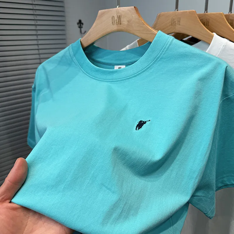 Men's Premium Cotton T-Shirt - Short Sleeve, Loose Fit, Round Neck - Solid Color Summer Top - High-End Casual Style 2025 Collection thumbnail 6
