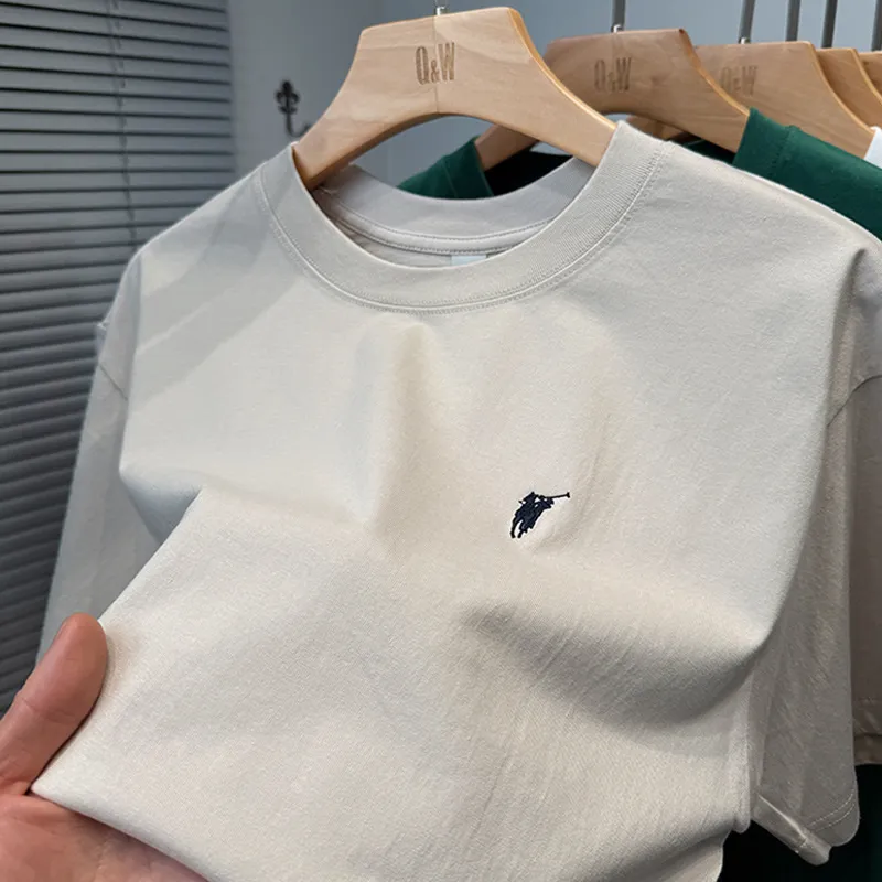 Men's Premium Cotton T-Shirt - Short Sleeve, Loose Fit, Round Neck - Solid Color Summer Top - High-End Casual Style 2025 Collection thumbnail 8