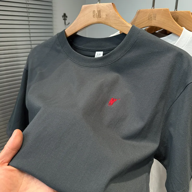 Men's Premium Cotton T-Shirt - Short Sleeve, Loose Fit, Round Neck - Solid Color Summer Top - High-End Casual Style 2025 Collection thumbnail 9
