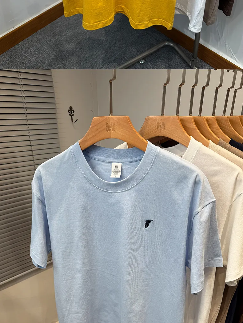 Men's Premium Cotton T-Shirt - Short Sleeve, Loose Fit, Round Neck - Solid Color Summer Top - High-End Casual Style 2025 Collection showcase 2