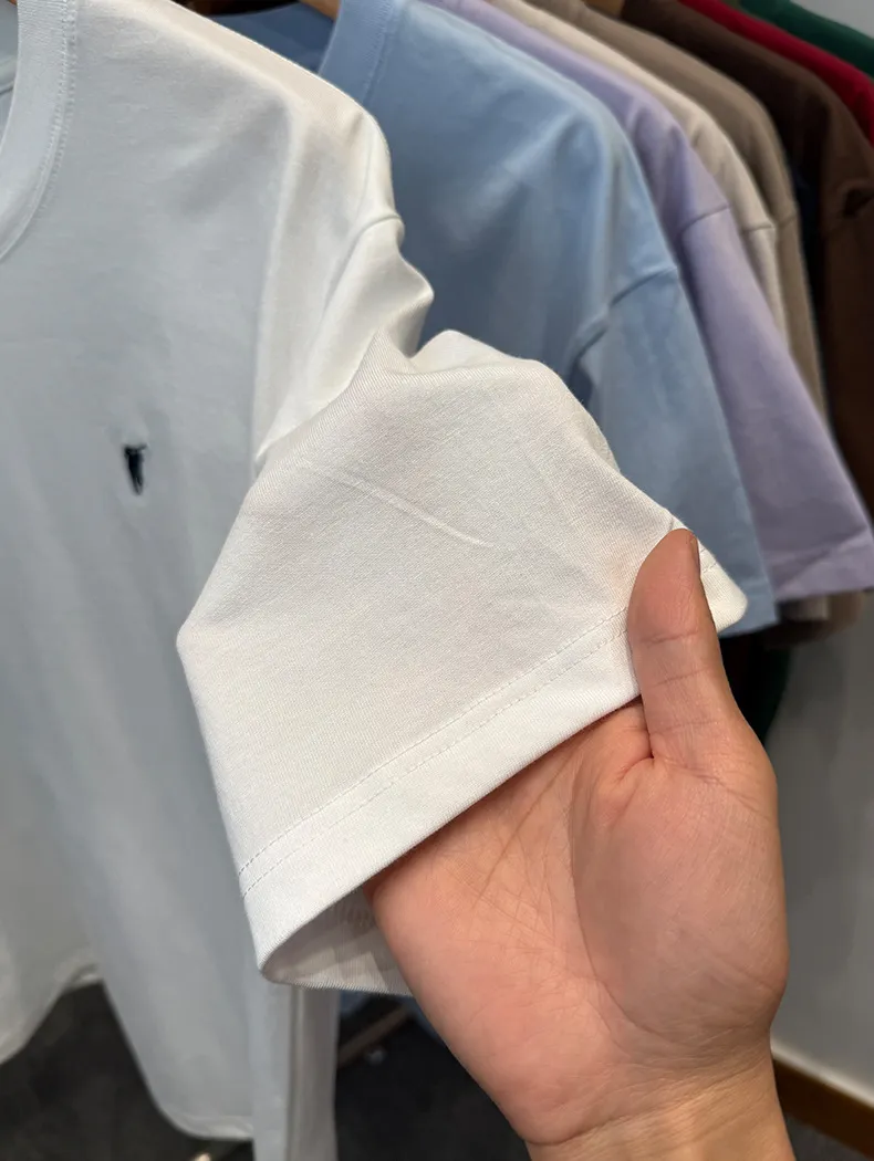 Men's Premium Cotton T-Shirt - Short Sleeve, Loose Fit, Round Neck - Solid Color Summer Top - High-End Casual Style 2025 Collection showcase 11