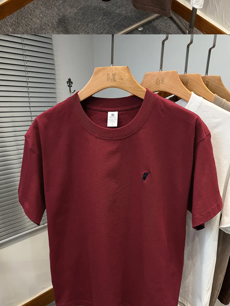 Men's Premium Cotton T-Shirt - Short Sleeve, Loose Fit, Round Neck - Solid Color Summer Top - High-End Casual Style 2025 Collection showcase 6