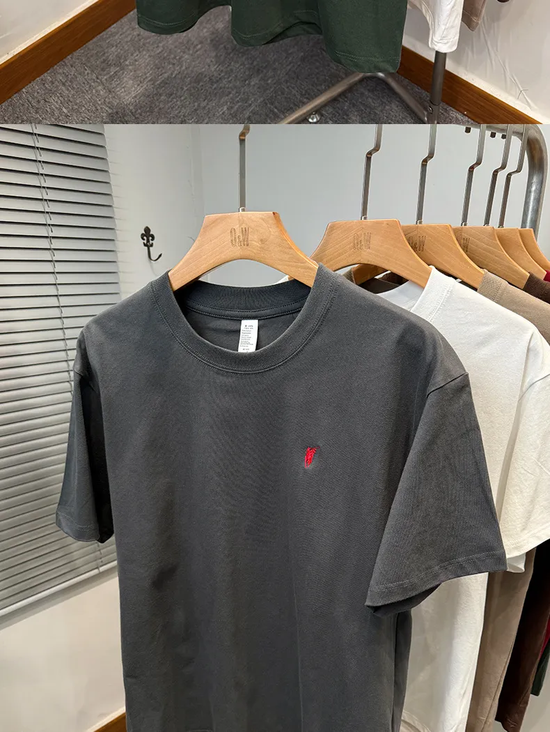 Men's Premium Cotton T-Shirt - Short Sleeve, Loose Fit, Round Neck - Solid Color Summer Top - High-End Casual Style 2025 Collection showcase 4