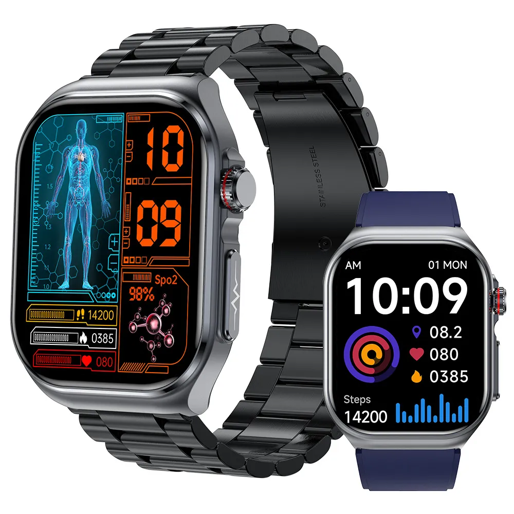 ET585 Smart Watch with ECG, Bluetooth Call, Body Fat, Blood Pressure & Blood Sugar Monitoring, Heart Rate Tracking, Multi-Exercise Modes - Health & Fitness Smartwatch thumbnail 1