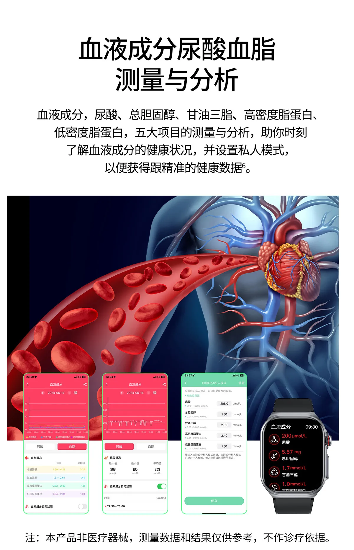 ET585 Smart Watch with ECG, Bluetooth Call, Body Fat, Blood Pressure & Blood Sugar Monitoring, Heart Rate Tracking, Multi-Exercise Modes - Health & Fitness Smartwatch showcase 11