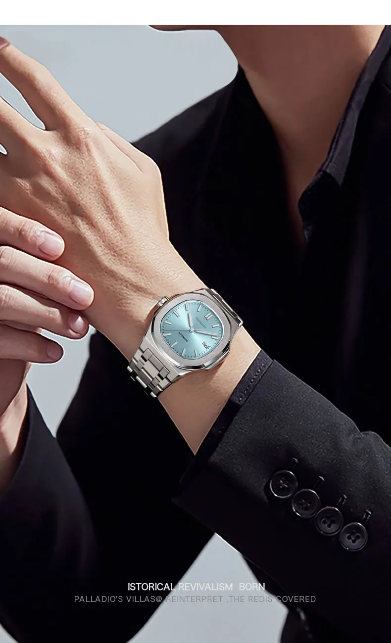 Men's Automatic Mechanical Watch, Self-Winding, Stainless Steel Band, Luxury Business Wristwatch for Men, Best Selling, Shock Resistant, Water Resistant showcase 15