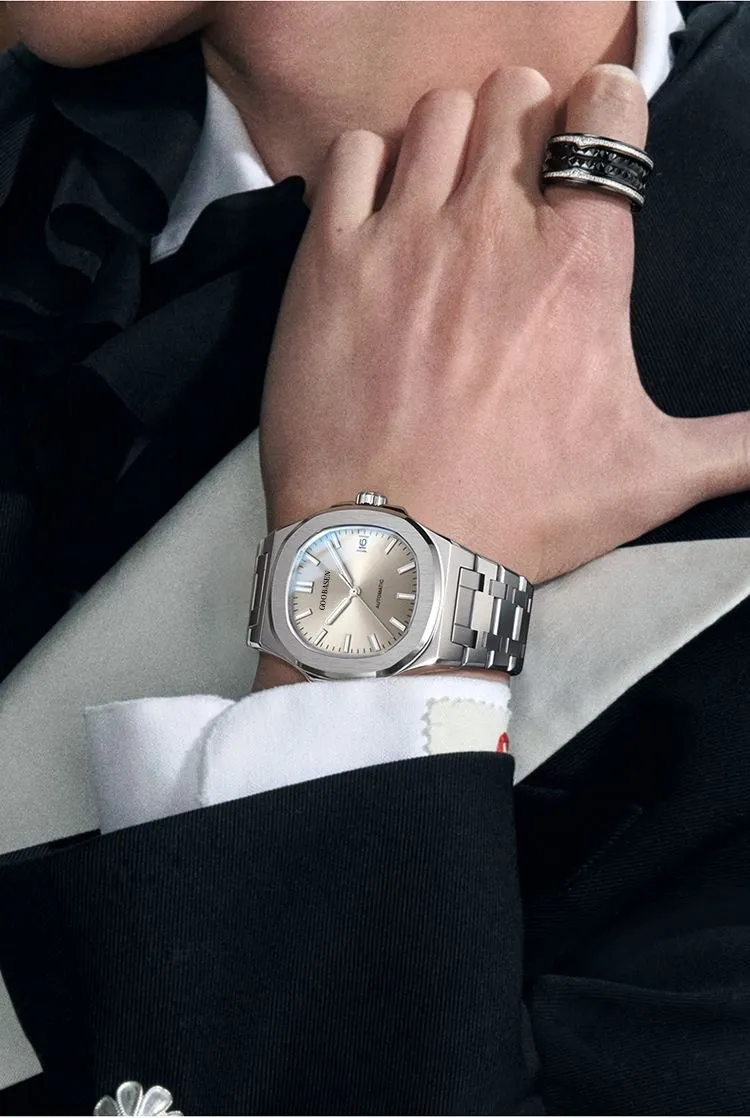 Men's Automatic Mechanical Watch, Self-Winding, Stainless Steel Band, Luxury Business Wristwatch for Men, Best Selling, Shock Resistant, Water Resistant showcase 8