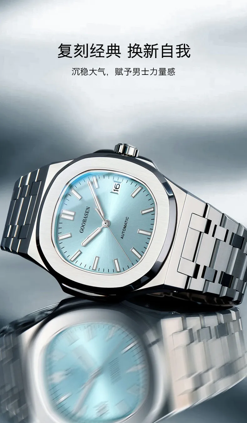 Men's Automatic Mechanical Watch, Self-Winding, Stainless Steel Band, Luxury Business Wristwatch for Men, Best Selling, Shock Resistant, Water Resistant showcase 14