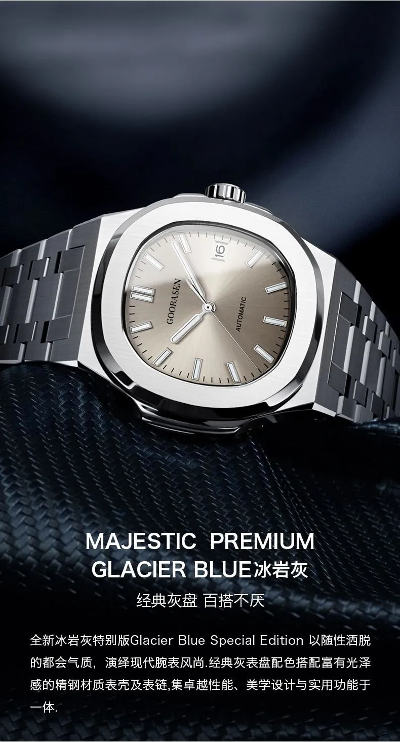 Men's Automatic Mechanical Watch, Self-Winding, Stainless Steel Band, Luxury Business Wristwatch for Men, Best Selling, Shock Resistant, Water Resistant showcase 3