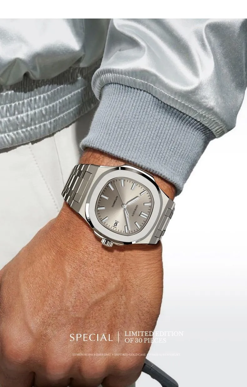 Men's Automatic Mechanical Watch, Self-Winding, Stainless Steel Band, Luxury Business Wristwatch for Men, Best Selling, Shock Resistant, Water Resistant showcase 4