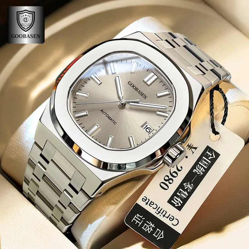 Men's Automatic Mechanical Watch, Self-Winding, Stainless Steel Band, Luxury Business Wristwatch for Men, Best Selling, Shock Resistant, Water Resistant showcase 7