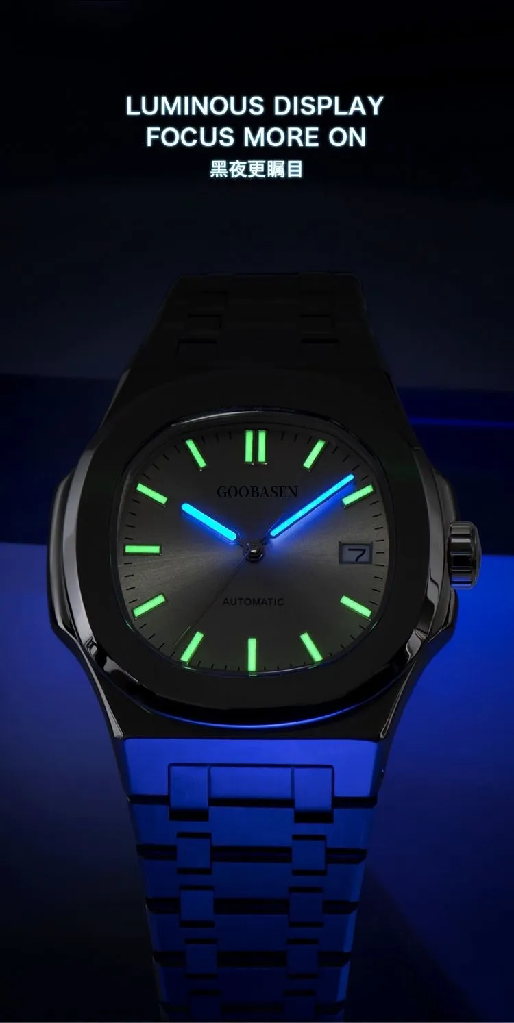 Men's Automatic Mechanical Watch, Self-Winding, Stainless Steel Band, Luxury Business Wristwatch for Men, Best Selling, Shock Resistant, Water Resistant showcase 5