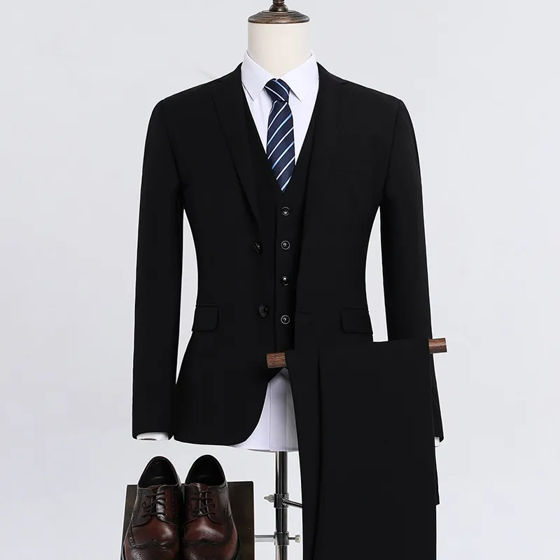 Men's Slim Fit 3-Piece Suit Set - Korean Style Business Dress, Wedding, Prom - All-Match Autumn Winter Suit for Best Man thumbnail 7