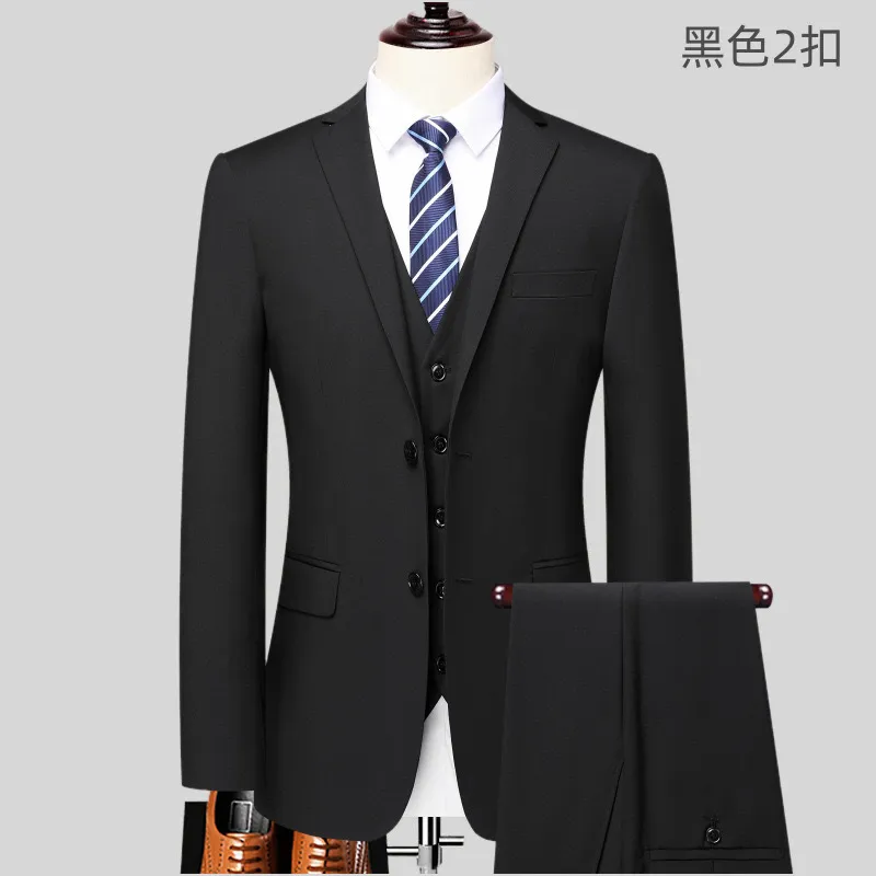 Men's Slim Fit 3-Piece Suit Set - Korean Style Business Dress, Wedding, Prom - All-Match Autumn Winter Suit for Best Man showcase 9