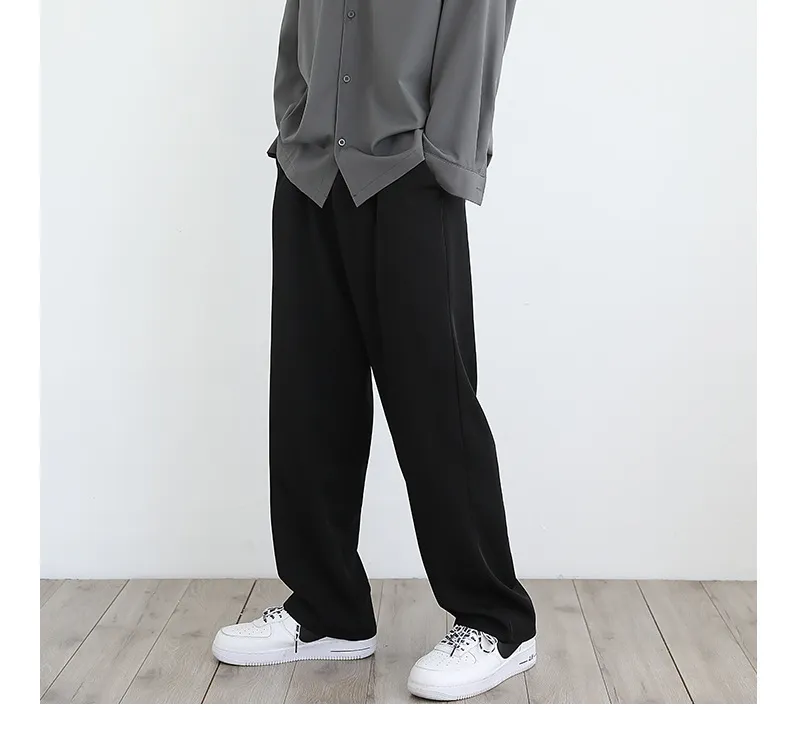 Men's Ice Silk Long Sleeve Shirt - Lightweight Draped Black/White Casual Button Down Shirt for Spring/Autumn Fashion showcase 11
