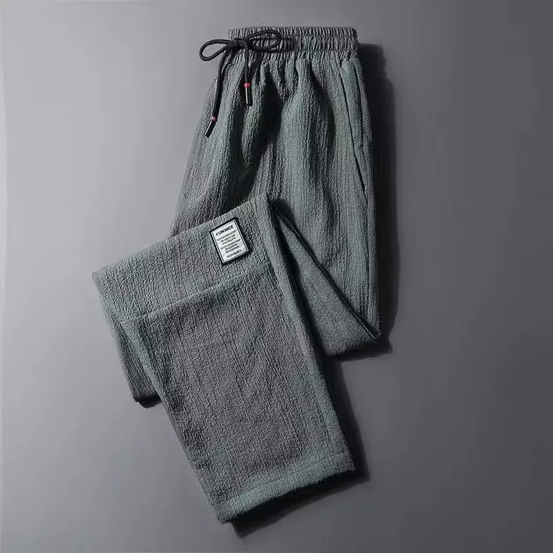 Men's Ice Silk Thin Casual Pants - Lightweight, Breathable, Loose Fit Work Trousers for Spring, Summer, and Autumn - Stain Resistant thumbnail 2