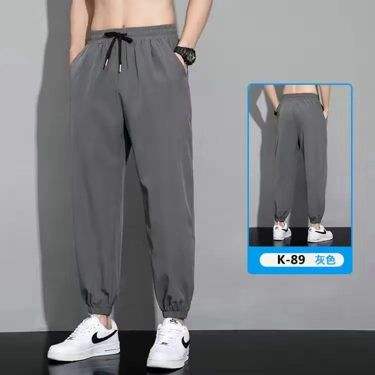 Men's Ice Silk Thin Casual Pants - Lightweight, Breathable, Loose Fit Work Trousers for Spring, Summer, and Autumn - Stain Resistant thumbnail 9