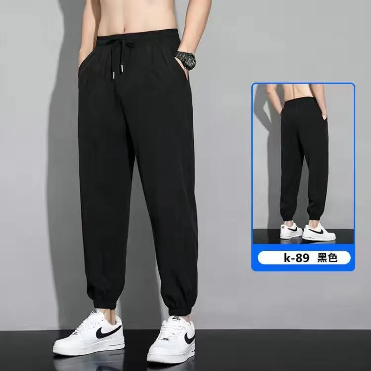 Men's Ice Silk Thin Casual Pants - Lightweight, Breathable, Loose Fit Work Trousers for Spring, Summer, and Autumn - Stain Resistant thumbnail 6