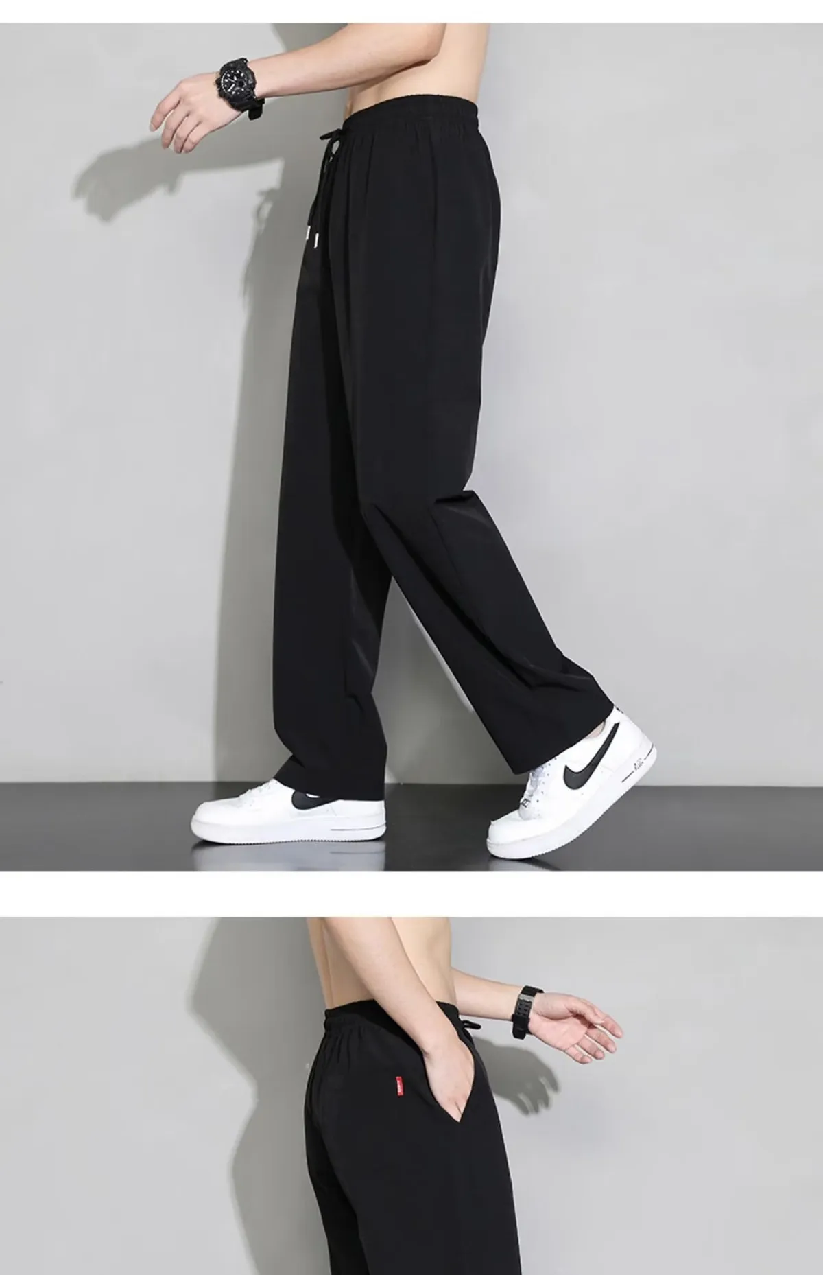 Men's Ice Silk Thin Casual Pants - Lightweight, Breathable, Loose Fit Work Trousers for Spring, Summer, and Autumn - Stain Resistant showcase 7