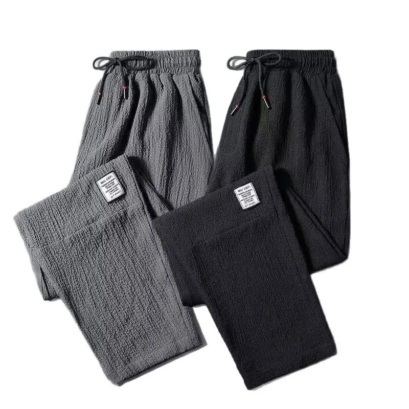 Men's Ice Silk Thin Casual Pants - Lightweight, Breathable, Loose Fit Work Trousers for Spring, Summer, and Autumn - Stain Resistant thumbnail 5