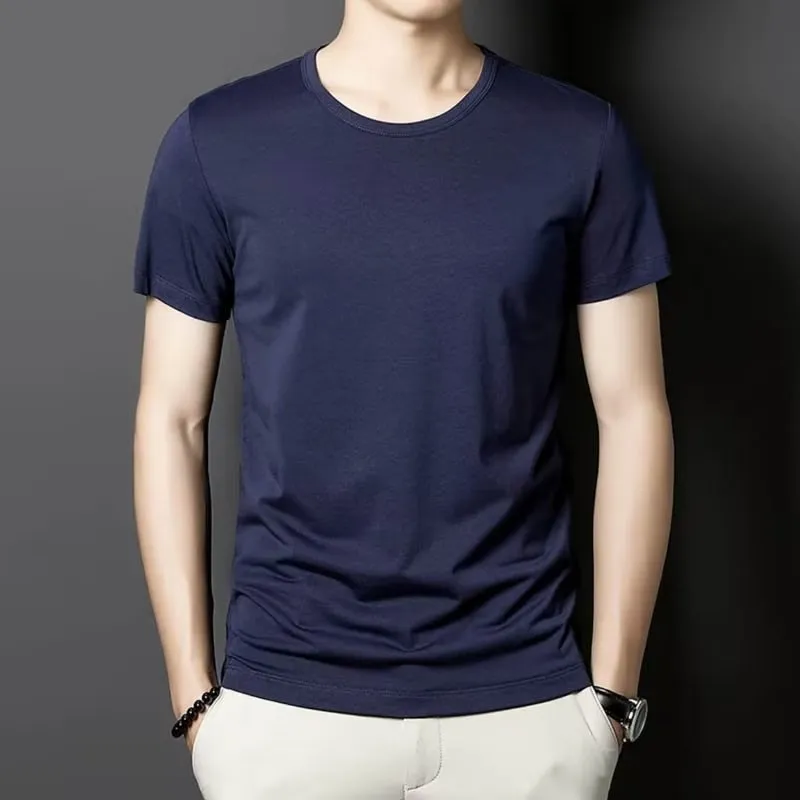 Men's Slim Fit Short Sleeve T-Shirt | 2024 Summer Fashion | Breathable Lightweight Casual Tee | Trendy Half Sleeve Top for Men thumbnail 8