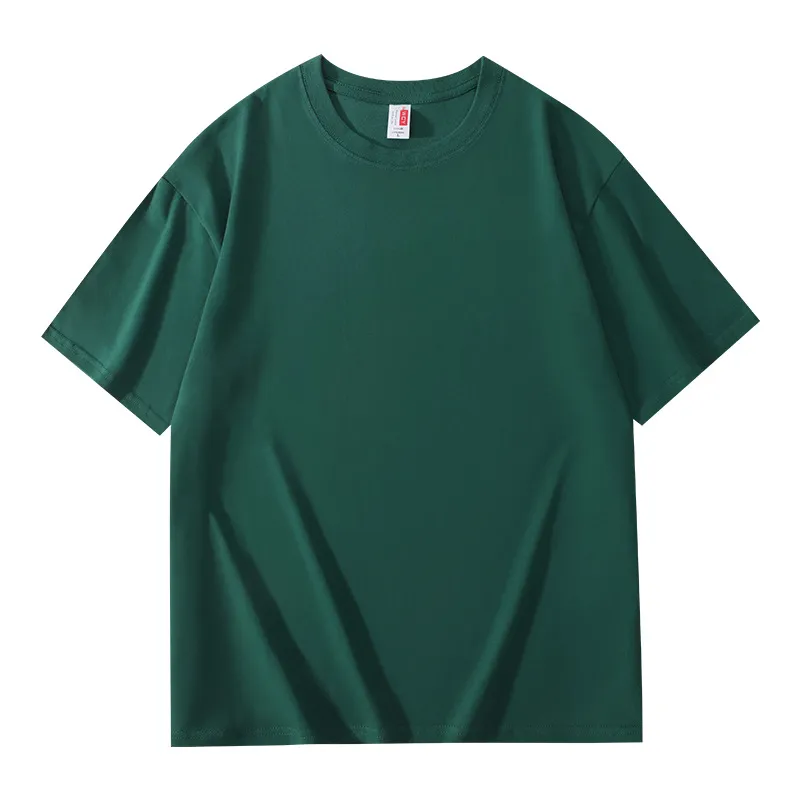 Men's Premium Xinjiang Long-Staple Cotton T-Shirt - Heavyweight Solid Color Summer Tee, Loose Fit Crew Neck Undershirt, Short Sleeve Casual Top thumbnail 5