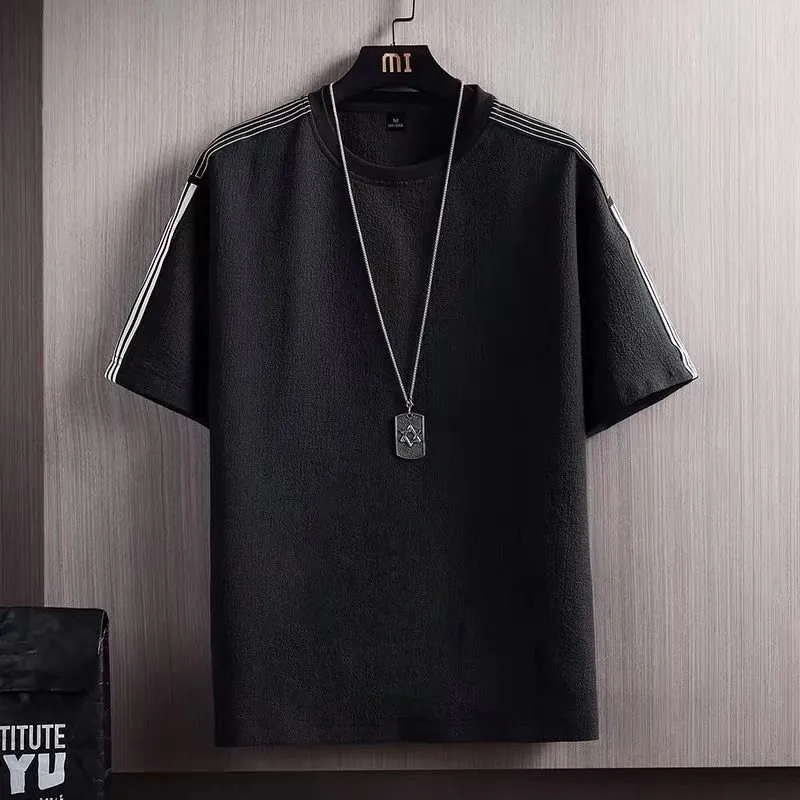 Men's Short Sleeve T-Shirt Summer Cotton Linen Blend Top - Breathable Solid Color Casual Tee for Men's Fashion thumbnail 10