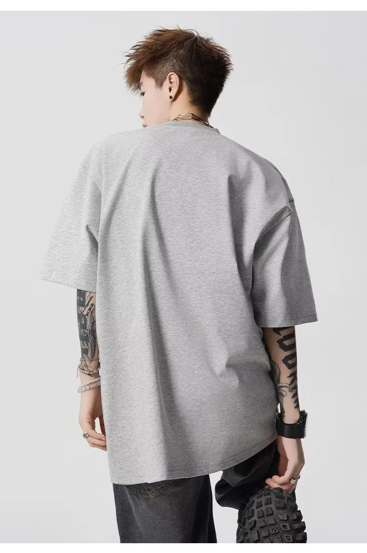 Men's Heavyweight Cotton T-Shirt - Trendy Summer Short Sleeve Crew Neck Tee with Letter Print - Loose Fit Casual Top showcase 13