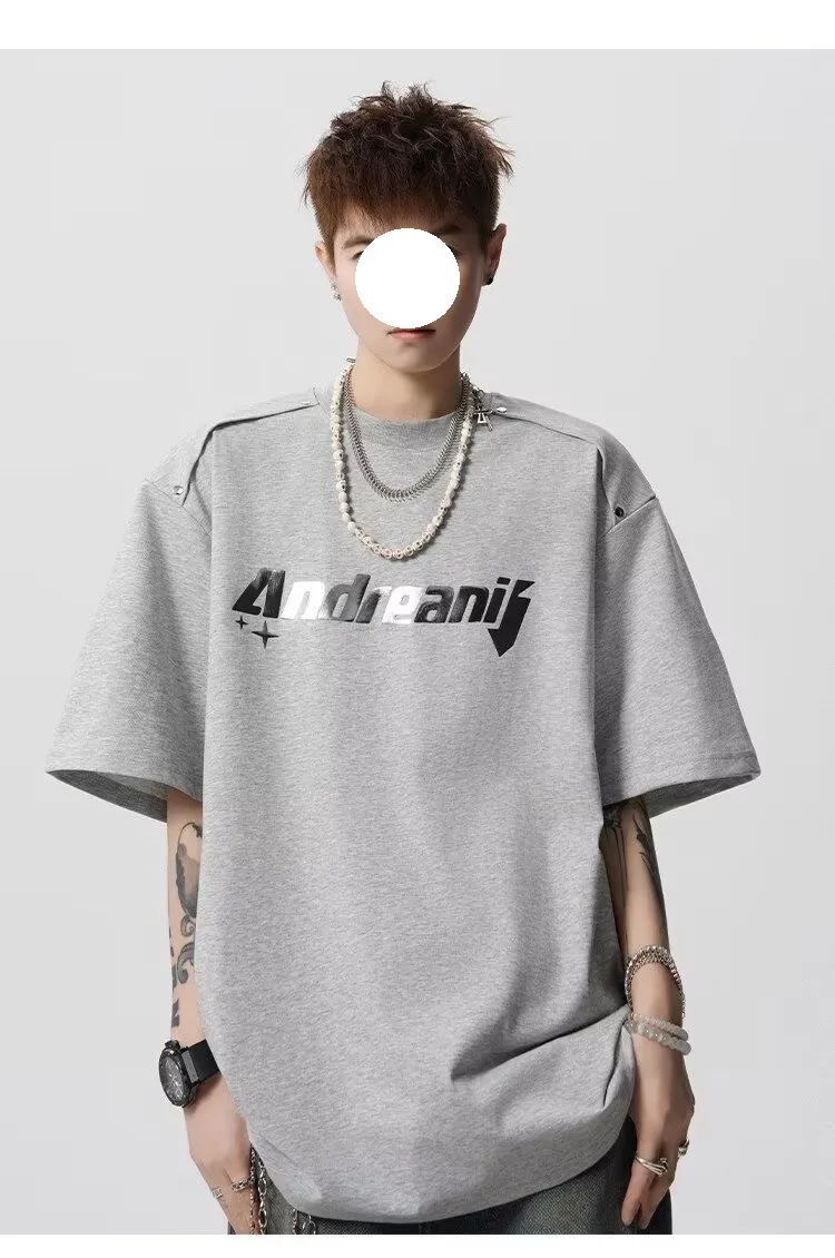 Men's Heavyweight Cotton T-Shirt - Trendy Summer Short Sleeve Crew Neck Tee with Letter Print - Loose Fit Casual Top showcase 11