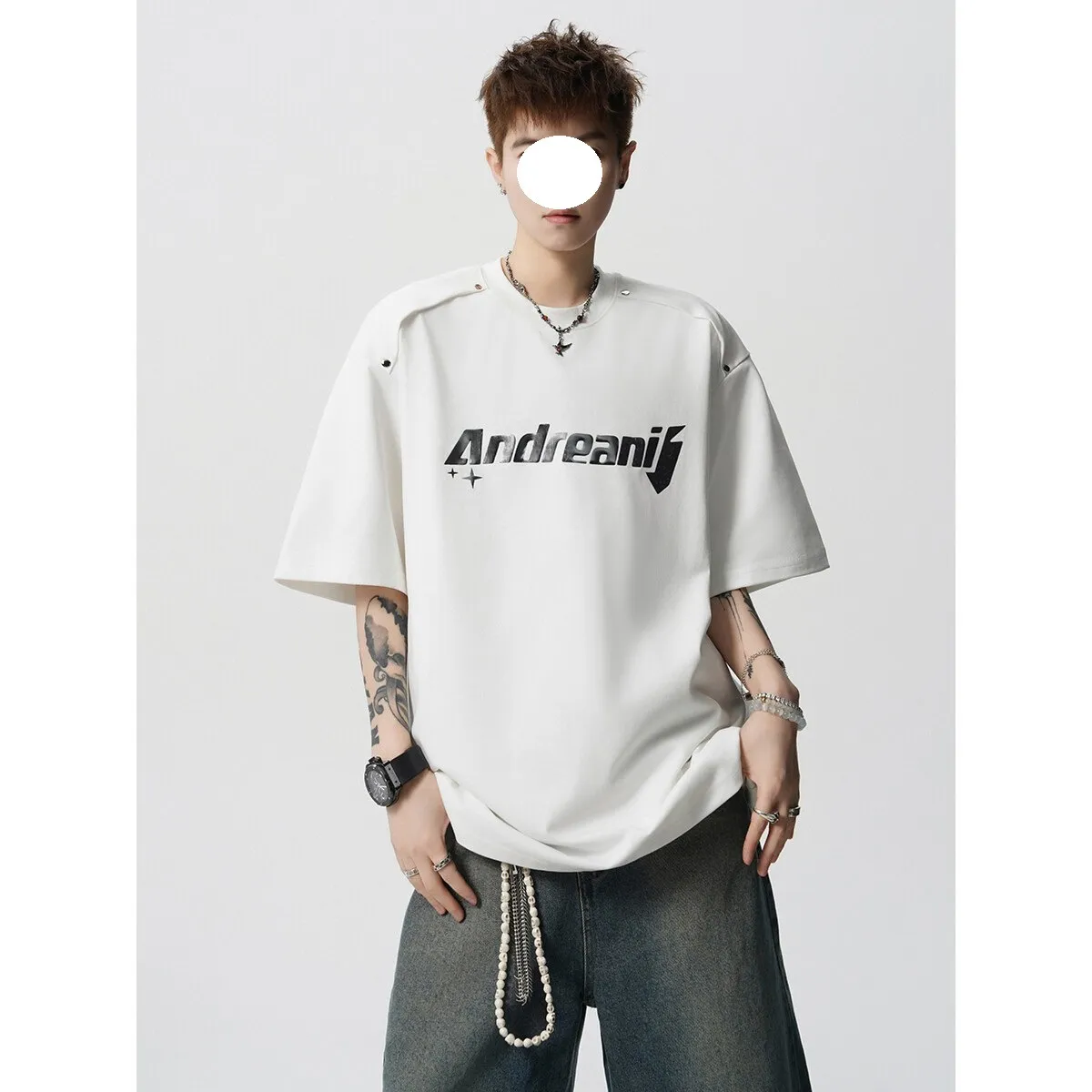 Men's Heavyweight Cotton T-Shirt - Trendy Summer Short Sleeve Crew Neck Tee with Letter Print - Loose Fit Casual Top thumbnail 4