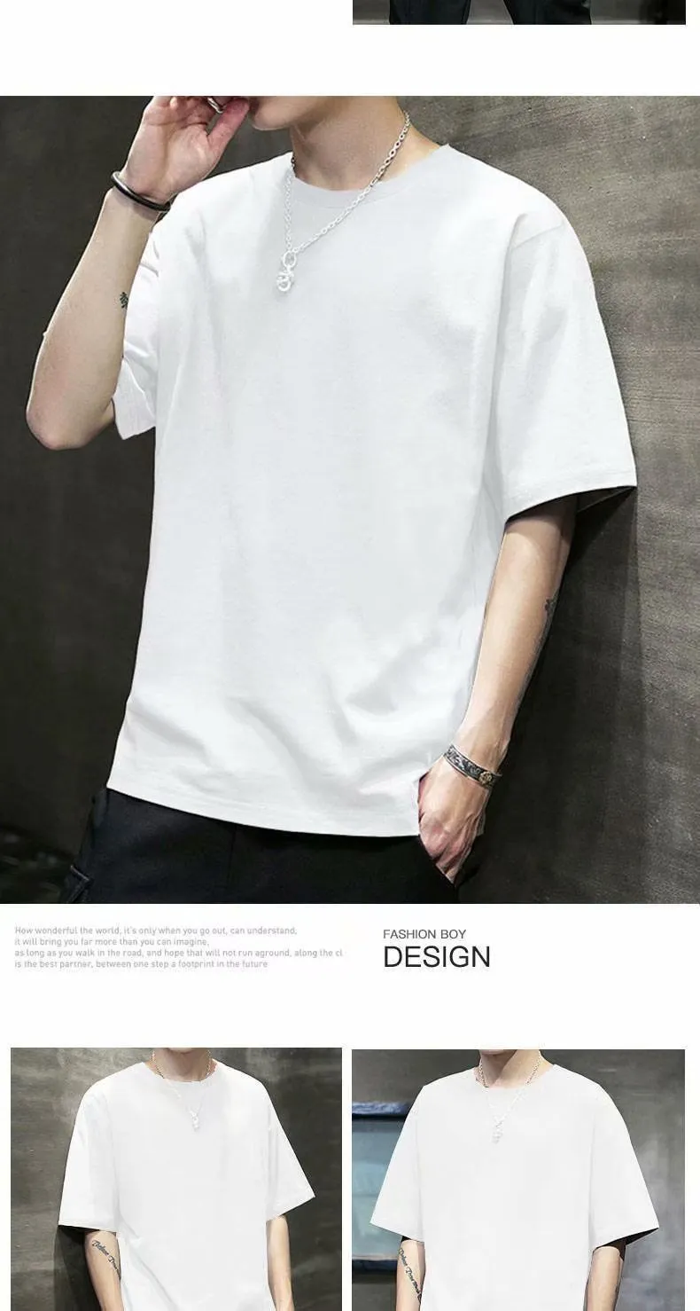 Men's Casual Short Sleeve T-Shirt Summer Cotton Crew Neck Tee Loose Fit Basic Top Plus Size Comfortable Everyday Wear showcase 13